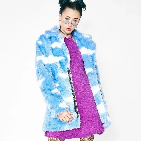 Dolls Kill Current Mood Daydream Delirium Faux Fur Jacket - Picture 4 of 4